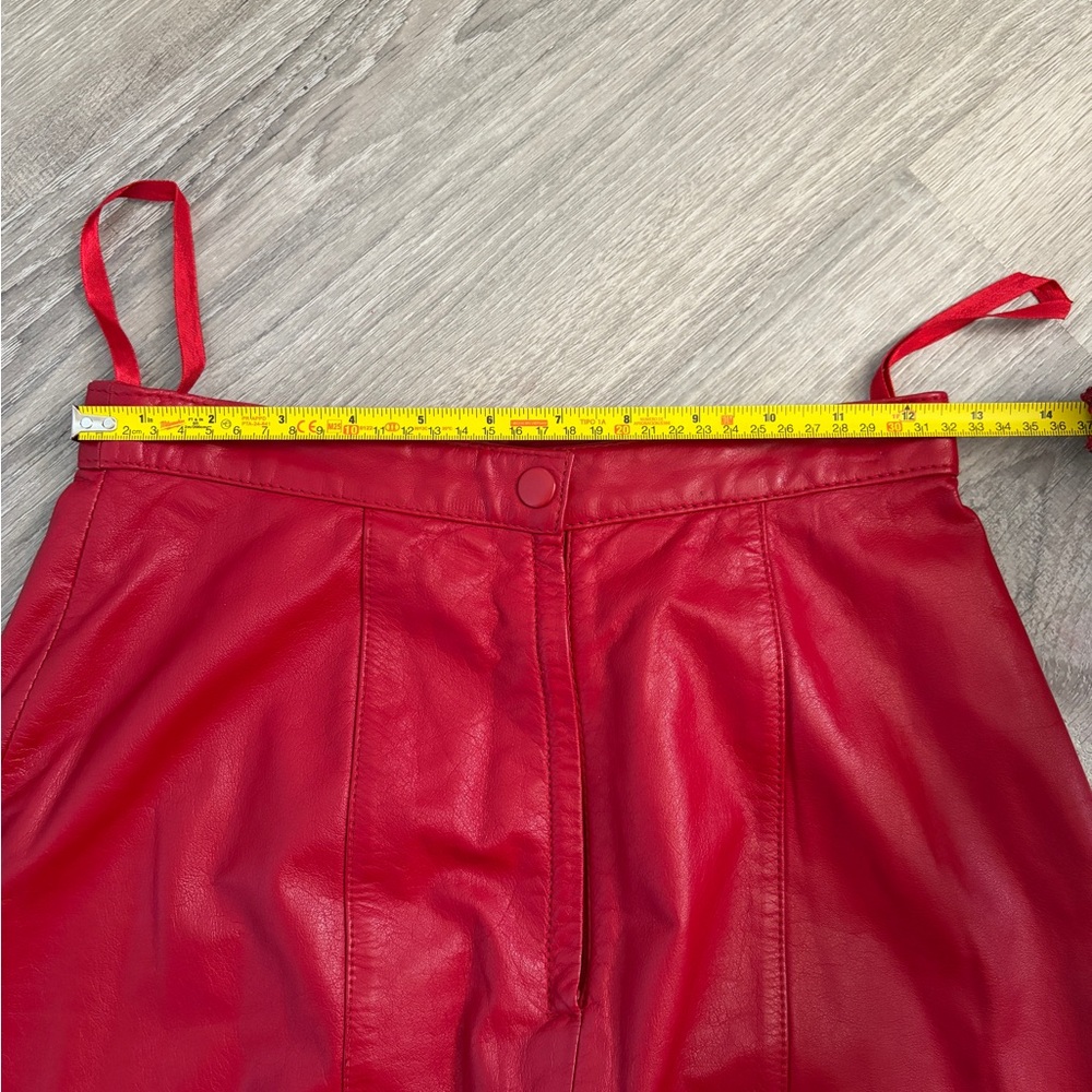Red Leather Mini Skirt - Women's - Picture 5 of 6